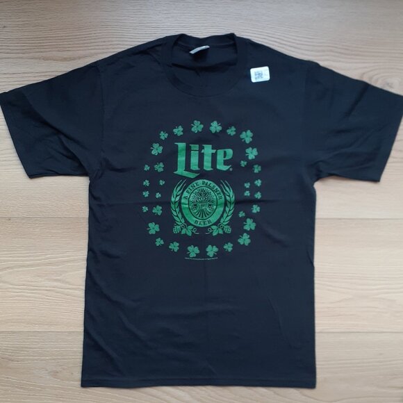 Port and Company Other - Lite - A Fine Pilsner Beer - Green Shamrocks - New Small Black T-Shirt
